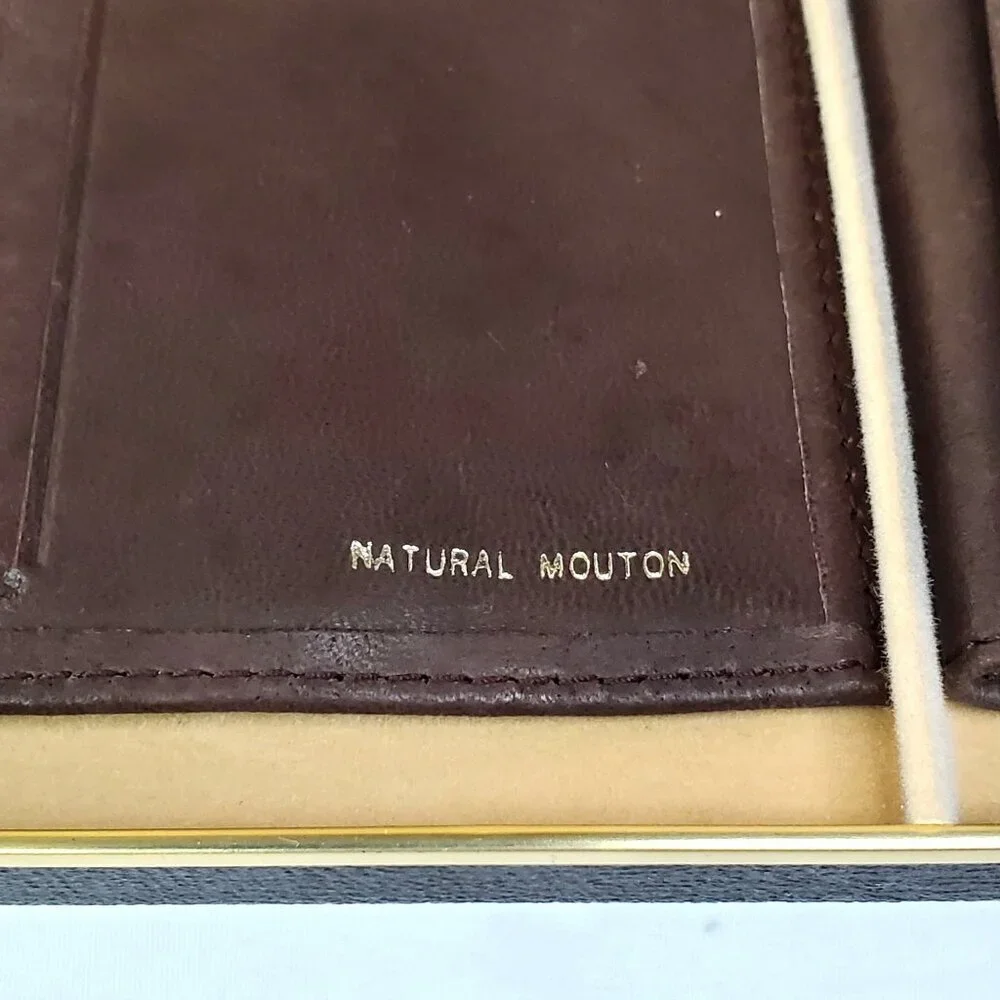 Buxton Natural Brown Mouton Leather Convertible Wallet Set With Keychain Holder